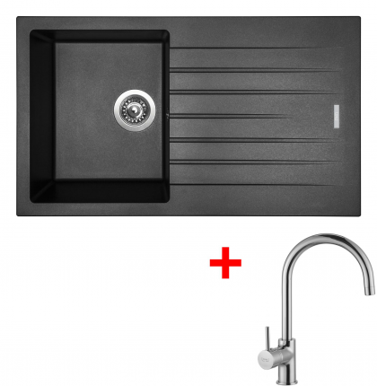 granitové sety sinks Sinks PERFECTO 860 Metalblack+VITALIA