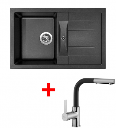 granitové sety sinks Sinks CRYSTAL 780 Metalblack+ENIGMA S GR