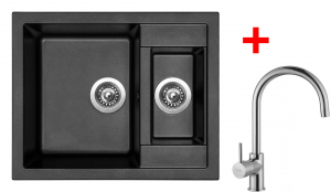 granitové sety sinks Sinks CRYSTAL 615.1 Metalblack+VITALIA