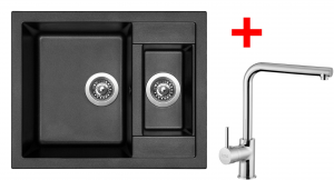 granitové sety sinks Sinks CRYSTAL 615.1 Metalblack+ELKA