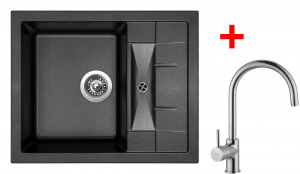 granitové sety sinks Sinks CRYSTAL 615 Metalblack+VITALIA