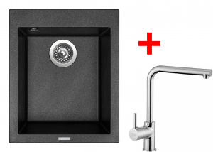 granitové sety sinks Sinks CUBE 410 Metalblack+ELKA