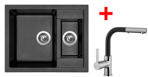 granitové sety sinks Sinks CRYSTAL 615.1 Metalblack+ENIGMA S GR