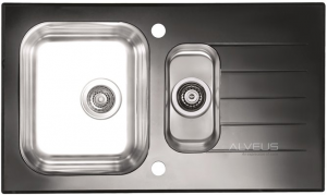 nerezové dřezy se sklem alveus Glassix 20 - C Černá Satin